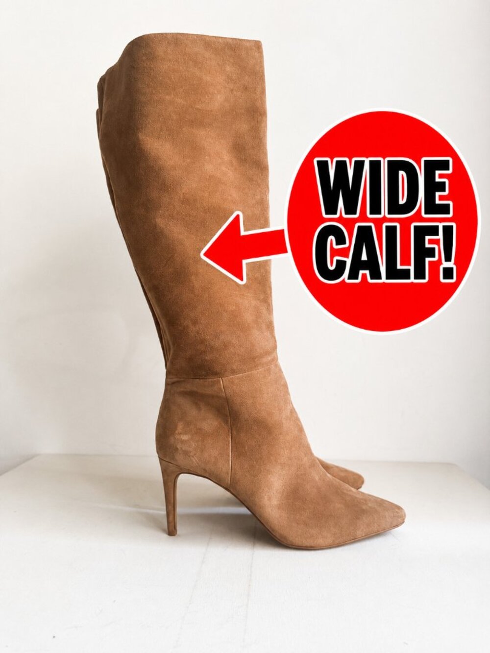 Sam Edelman Light Beige Suede Heeled Boots 12M/ WIDE CALF